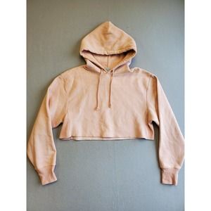 Champion Women's Reverse Weave Cropped Cut-Off Hoodie size M Pink